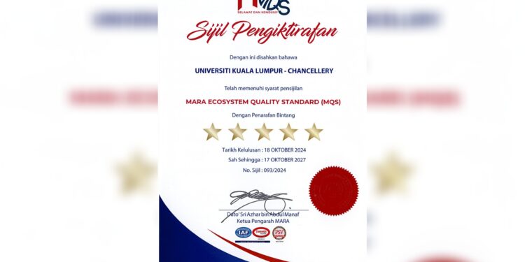 MQS: UniKL joins elite with 5 stars accreditation