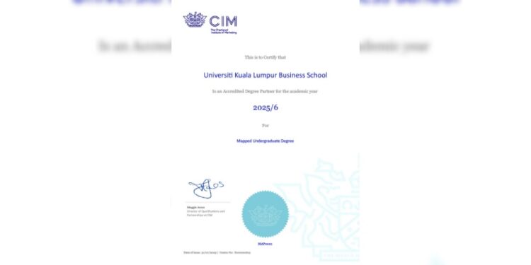 UniKL Business School earns full CIM UK Accreditation for BBA in Marketing
