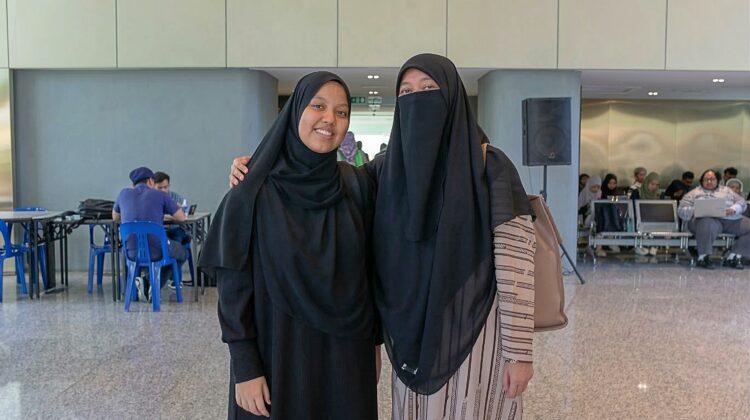 Nur Aifa Najwa Mohd Zaki (left) and Suadah Abdul Razak (right) at the lobby of UniKL MIIT.